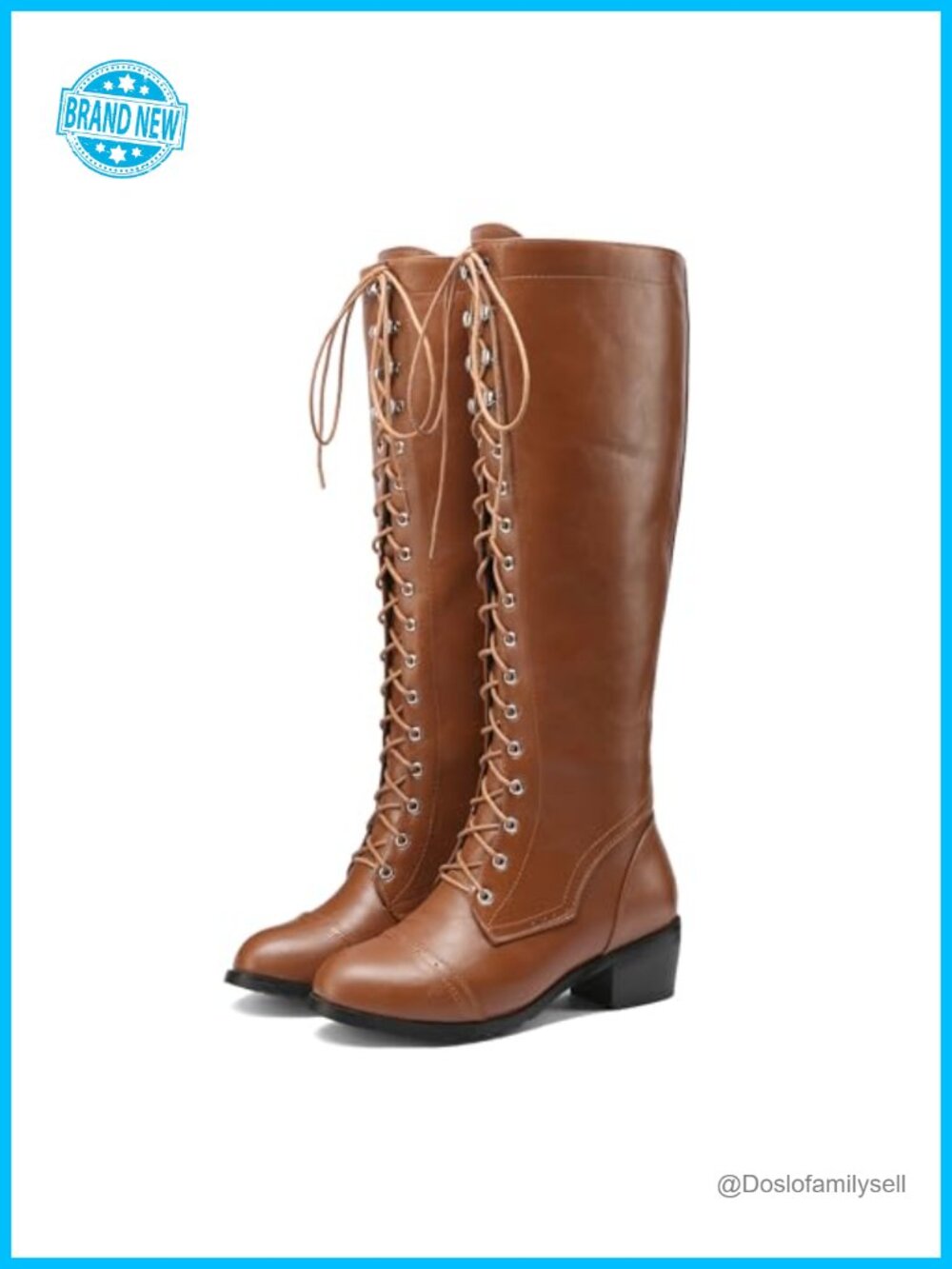 Women's Knee High Combat Boots Lace Up Riding Boots Military Style